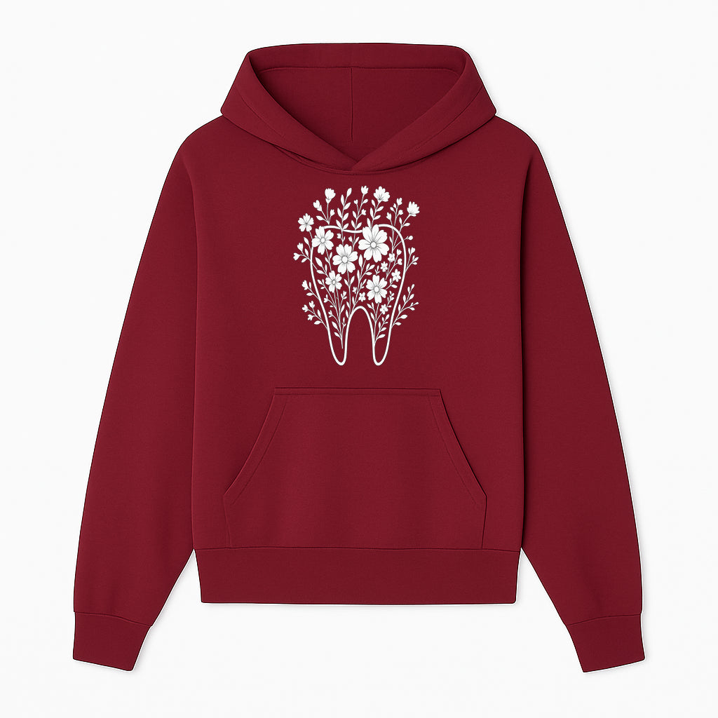 Floral Tooth Design Art Print | Dental Decor | Flower Illustration | Botanical Tooth Artwork for Dentistry Lovers - Hoodie 1758250130686.jpg