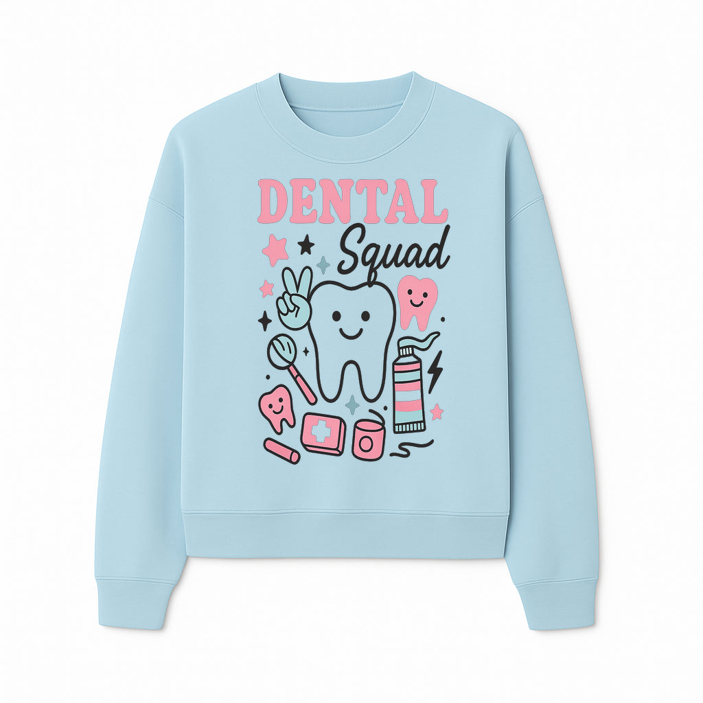 Dental Squad Neon Art Print | Cute Tooth Illustrations | Kids Dental Design | Dental Office Decor | Playful Tooth Brush Graphic - Sweatshirt 1758250130724.jpg