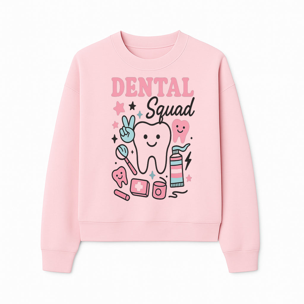 Dental Squad Neon Art Print | Cute Tooth Illustrations | Kids Dental Design | Dental Office Decor | Playful Tooth Brush Graphic - Sweatshirt 1758250130848.jpg