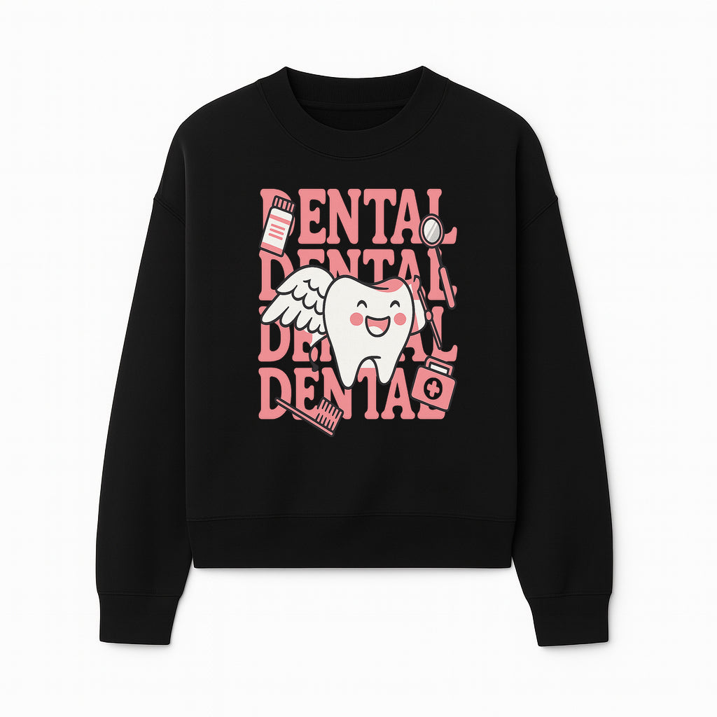 Cute Dental Tooth with Wings Graphic - Dental Care Humor, Teeth Theme, Dental Hygiene Illustration, Kids Dental Gifts - Sweatshirt 1758250130926.jpg