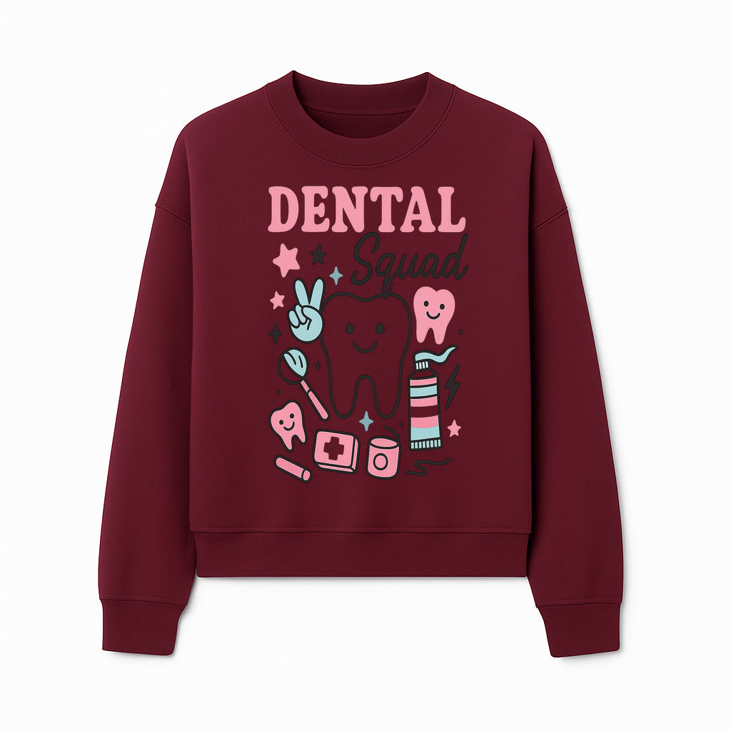 Dental Squad Neon Art Print | Cute Tooth Illustrations | Kids Dental Design | Dental Office Decor | Playful Tooth Brush Graphic - Sweatshirt 1758250131004.jpg