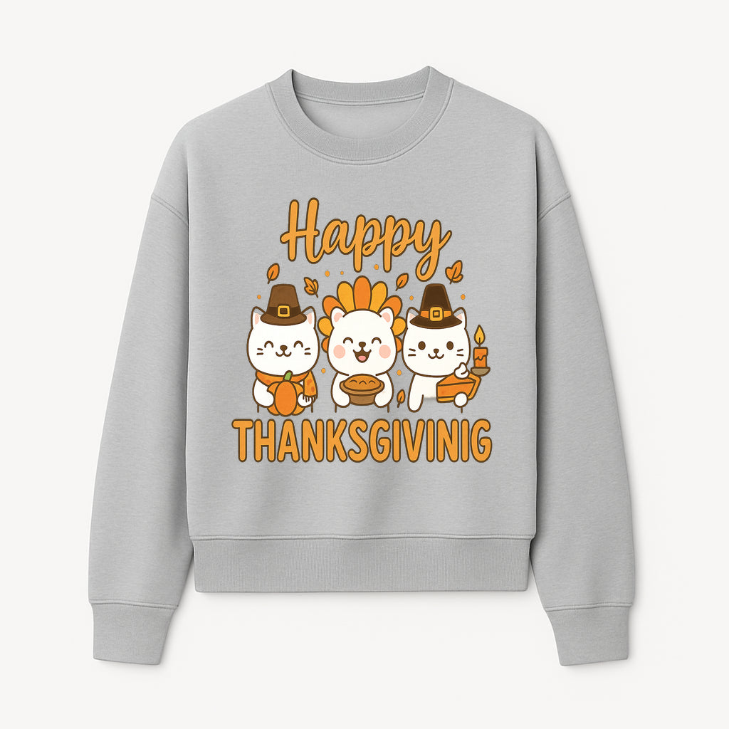 Cute Thanksgiving Cats Decor - Happy Thanksgiving Design with Kittens, Pumpkin, and Pie - Fall Holiday Art for Home Decor and Gifts - Sweatshirt 1758250131070.jpg