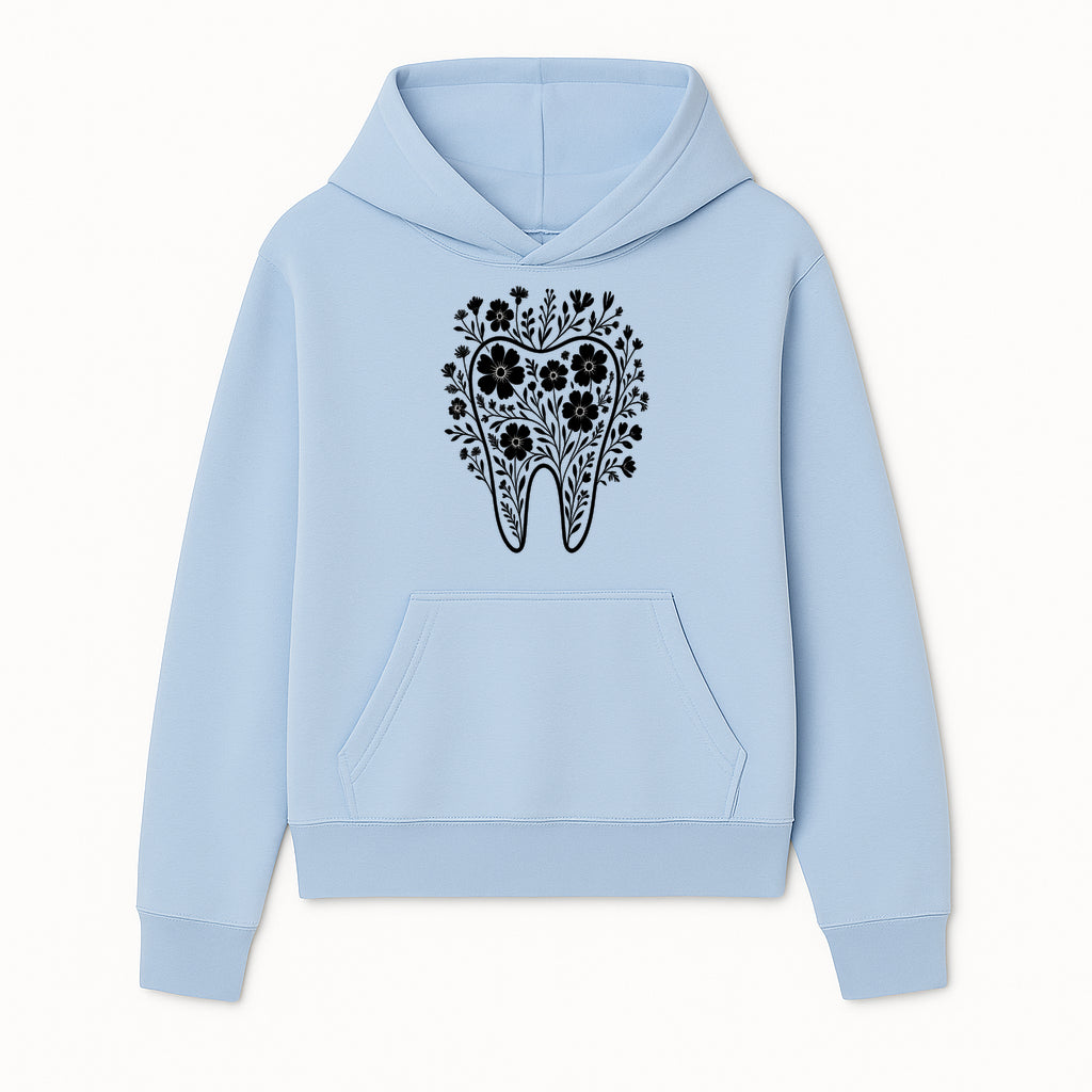 Floral Tooth Design Art Print - Black and White Graphic Decor for Dental Offices, Home, or Gifts - Hoodie 1758250131089.jpg