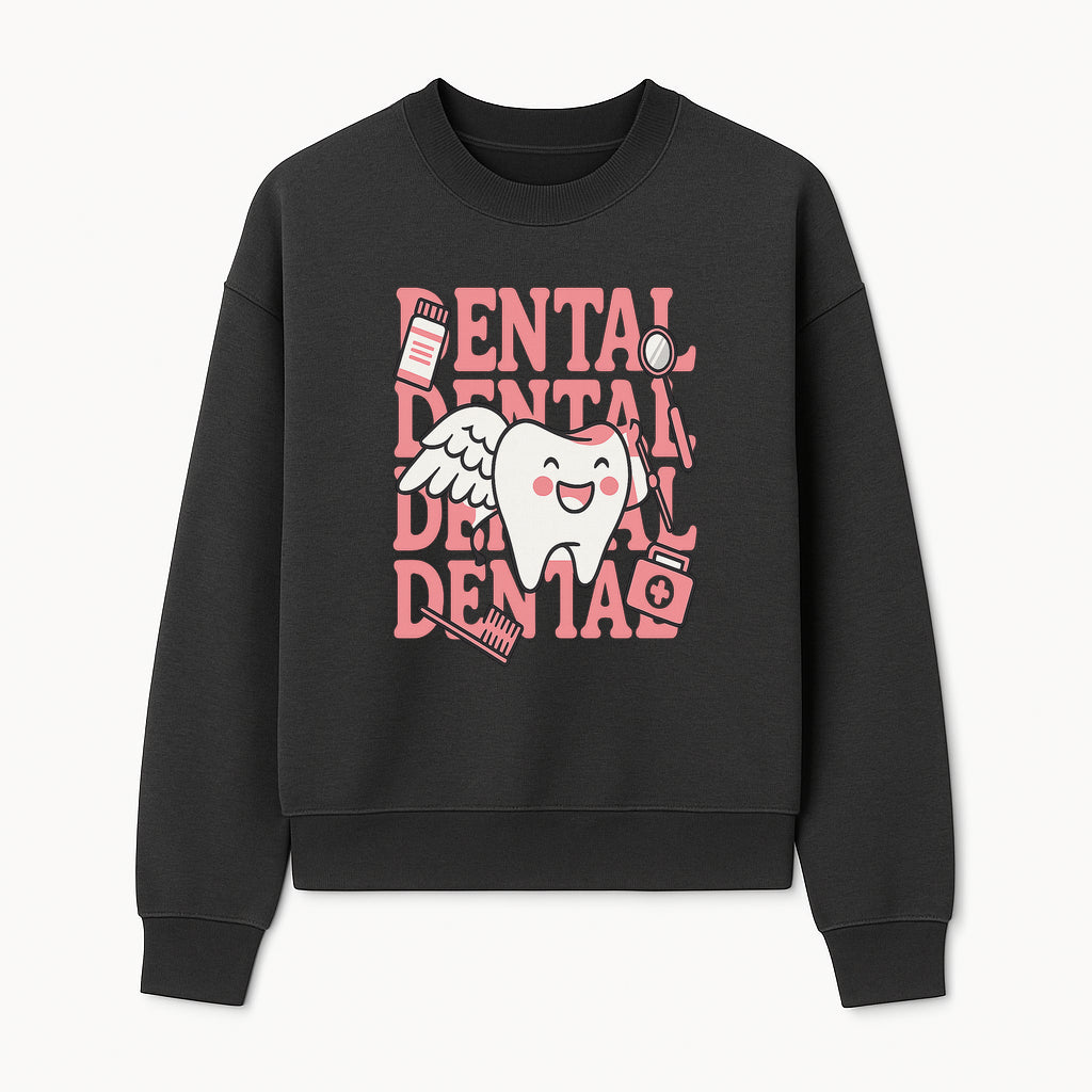 Cute Dental Tooth with Wings Graphic - Dental Care Humor, Teeth Theme, Dental Hygiene Illustration, Kids Dental Gifts - Sweatshirt 1758250131098.jpg