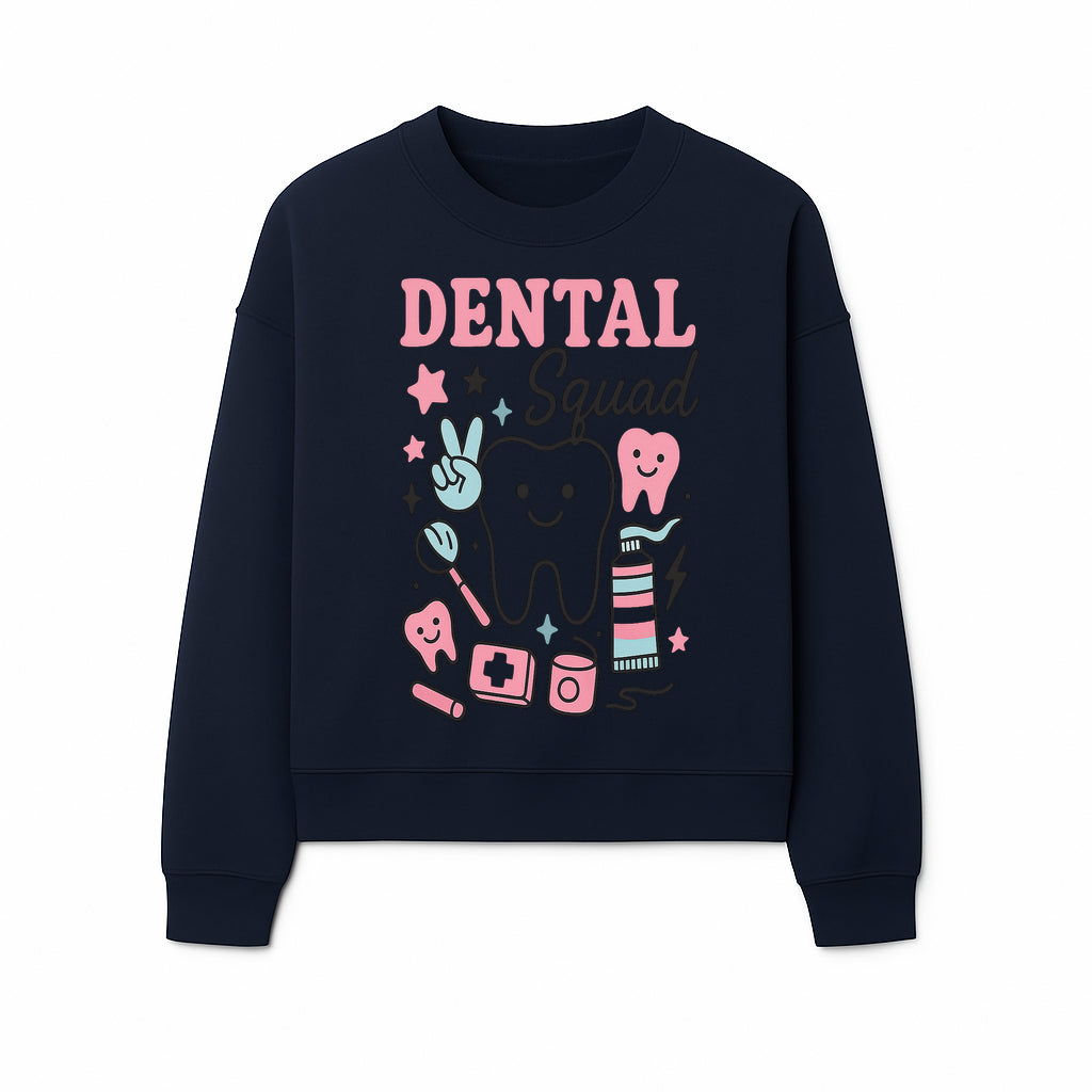 Dental Squad Neon Art Print | Cute Tooth Illustrations | Kids Dental Design | Dental Office Decor | Playful Tooth Brush Graphic - Sweatshirt 1758250131181.jpg