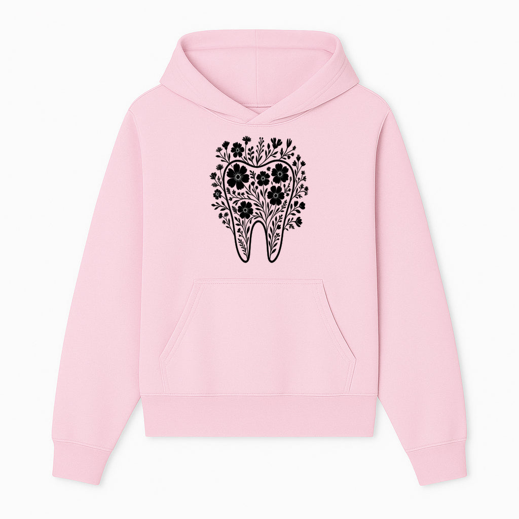 Floral Tooth Design Art Print - Black and White Graphic Decor for Dental Offices, Home, or Gifts - Hoodie 1758250131235.jpg