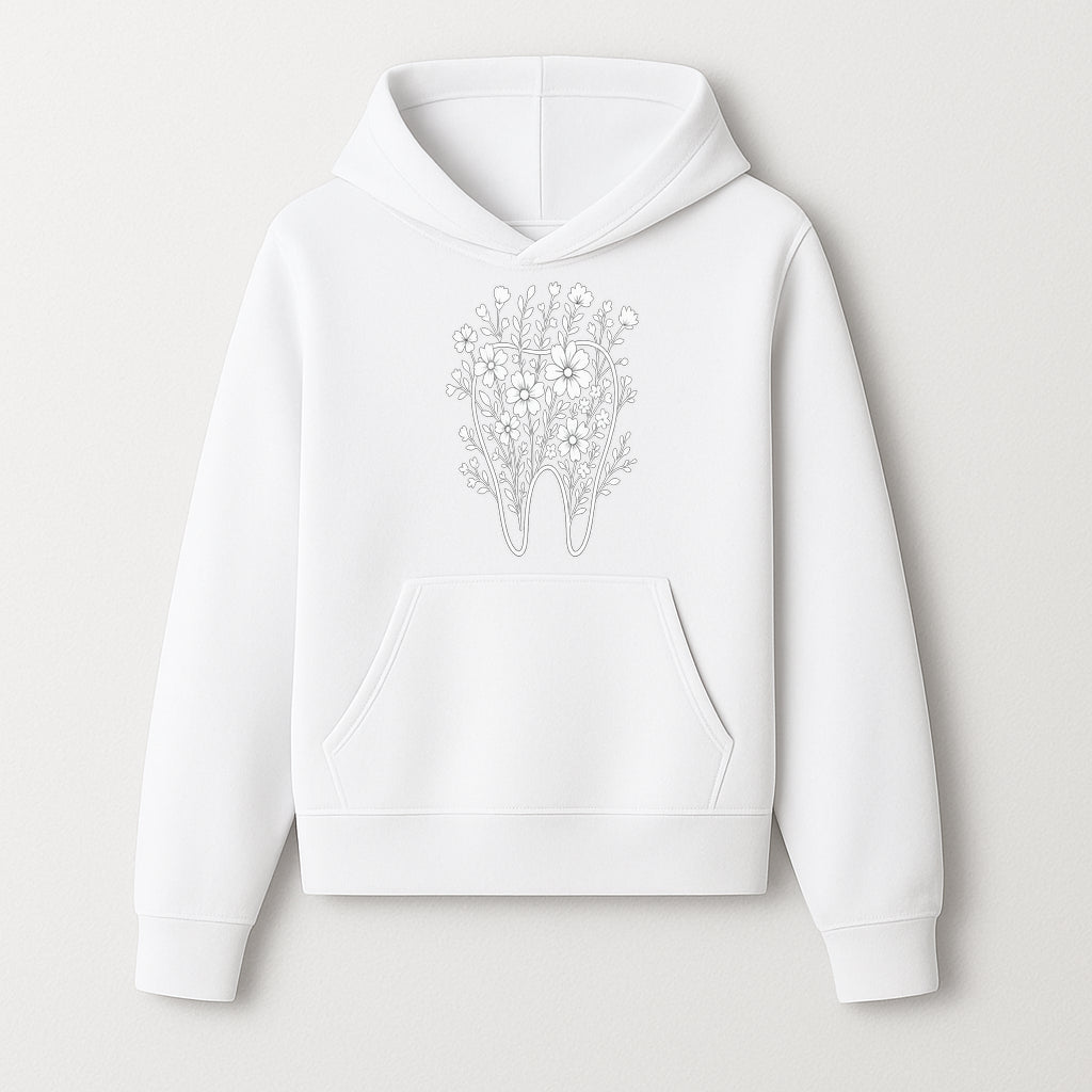 Floral Tooth Design Art Print | Dental Decor | Flower Illustration | Botanical Tooth Artwork for Dentistry Lovers - Hoodie 1758250131313.jpg