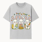 Easter Bunny Celebration Art Print | Cute Bunnies with Eggs, Carrots & Chick | Spring Holiday Decor for Kids' Rooms - T-shirt 1758250131318.jpg