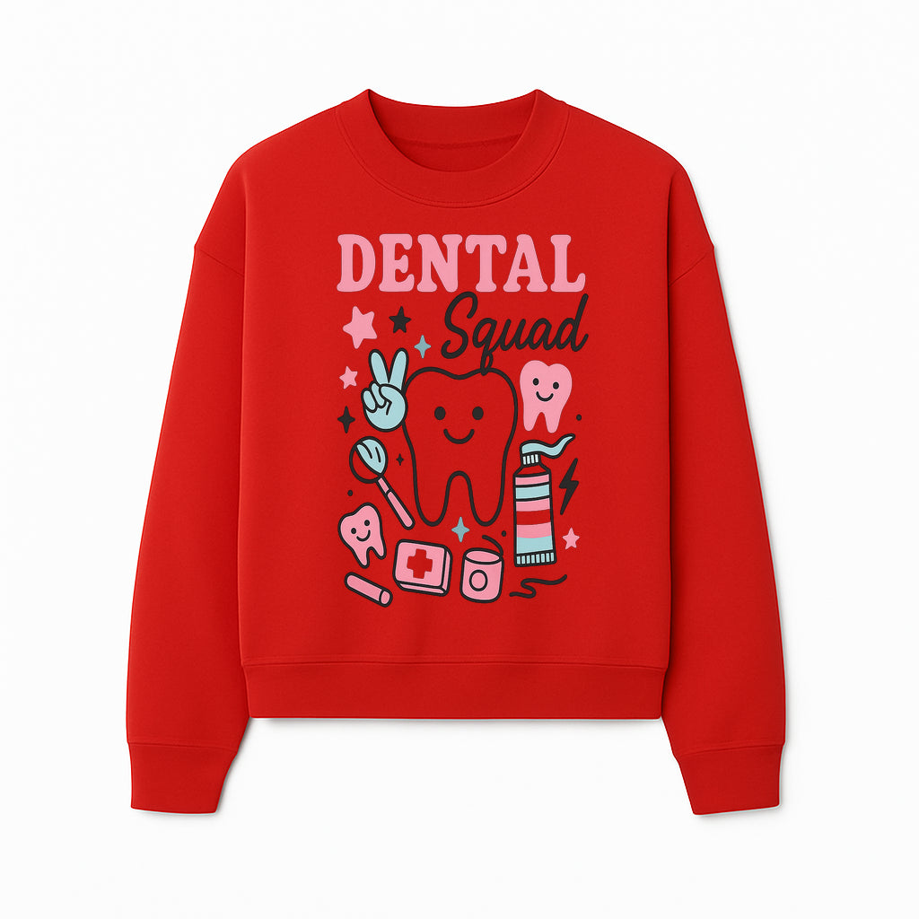 Dental Squad Neon Art Print | Cute Tooth Illustrations | Kids Dental Design | Dental Office Decor | Playful Tooth Brush Graphic - Sweatshirt 1758250131320.jpg