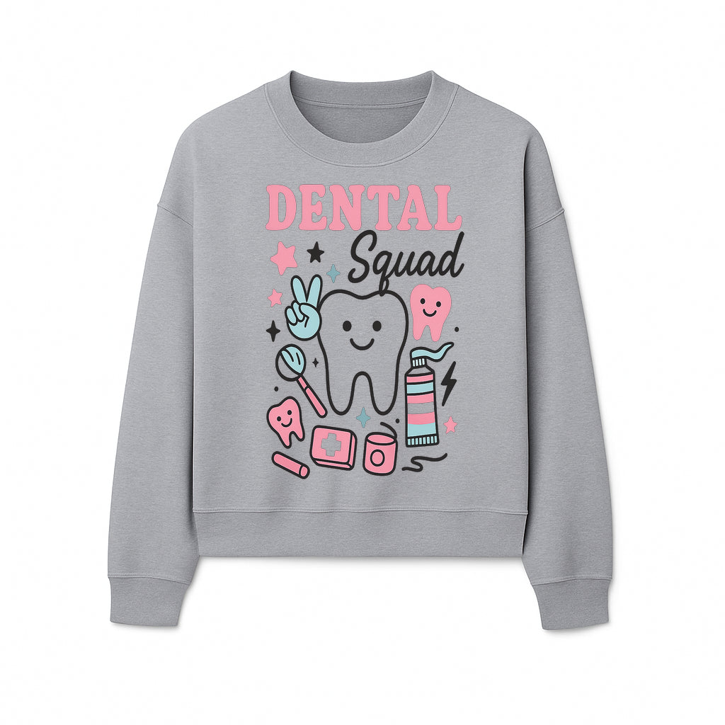Dental Squad Neon Art Print | Cute Tooth Illustrations | Kids Dental Design | Dental Office Decor | Playful Tooth Brush Graphic - Sweatshirt 1758250131468.jpg