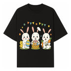 Easter Bunny Celebration Art Print | Cute Bunnies with Eggs, Carrots & Chick | Spring Holiday Decor for Kids' Rooms - T-shirt 1758250131474.jpg