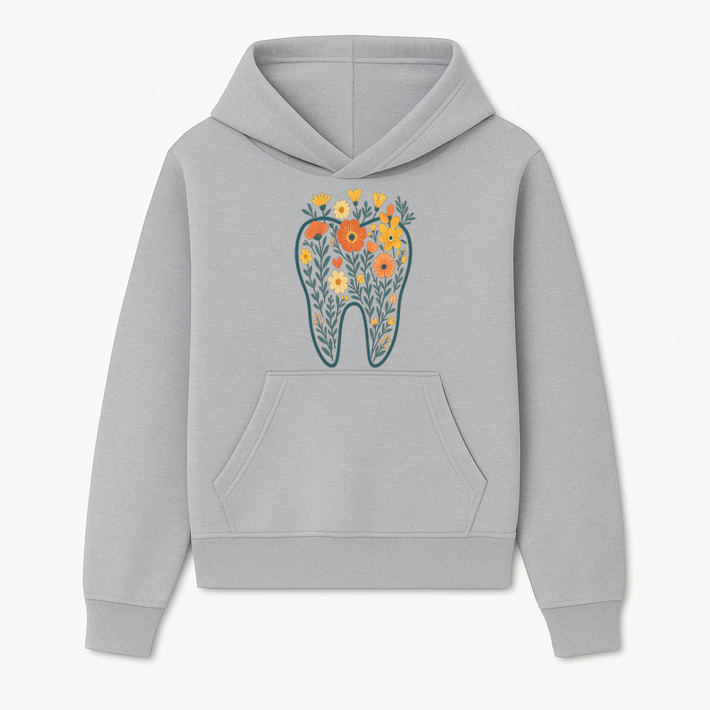 Floral Tooth Design Wall Art - Boho Decor - Dentist Office Artwork - Colorful Flower Tooth Illustration for Home or Nursery - Hoodie 1758250131489.jpg