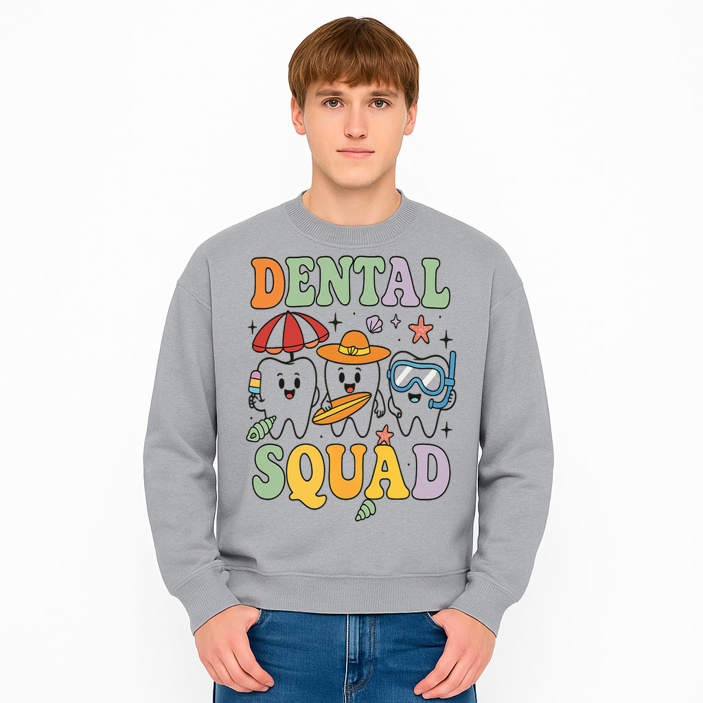 Dental Squad Beach Party T-Shirt, Cute Tooth Characters, Summer Fun, Kids Graphic Tee, Funny Dental Humor, Cartoon Design - Sweatshirt 1758250131604.jpg