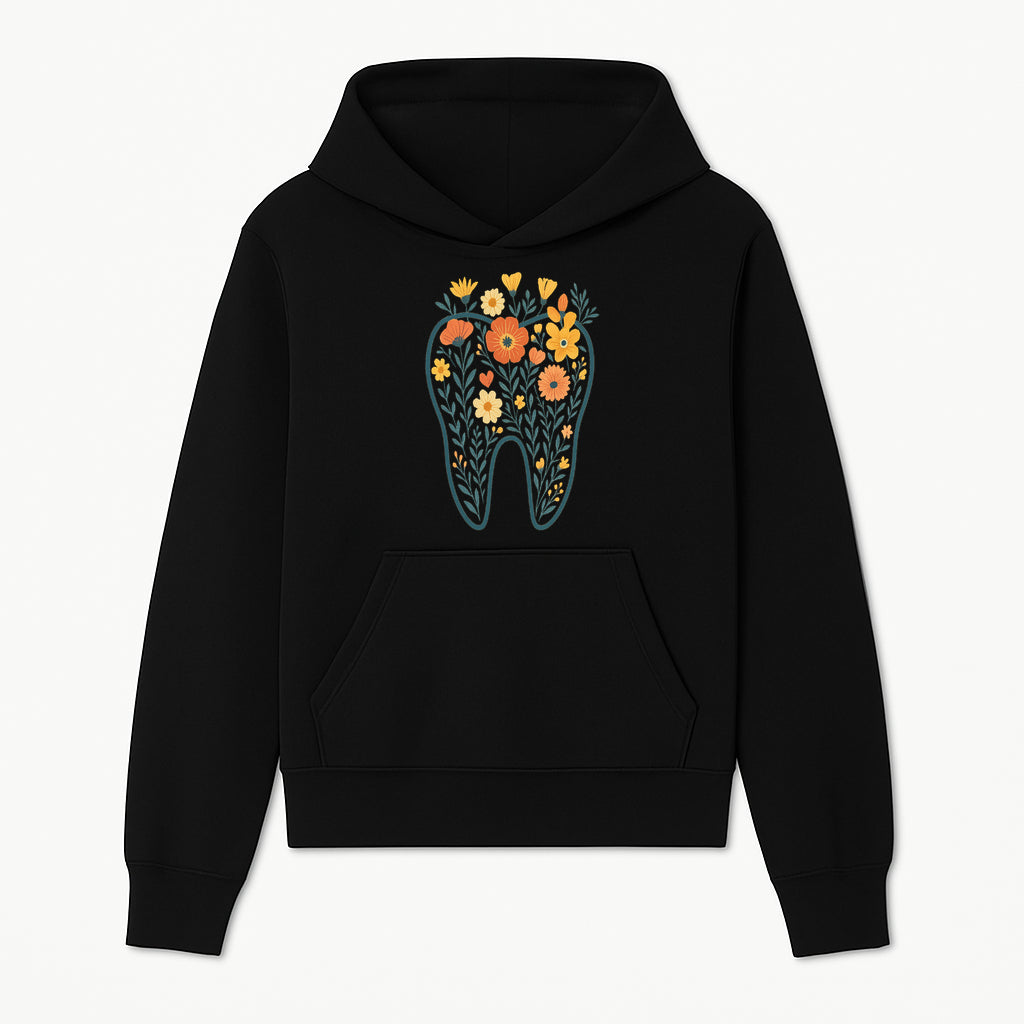 Floral Tooth Design Wall Art - Boho Decor - Dentist Office Artwork - Colorful Flower Tooth Illustration for Home or Nursery - Hoodie 1758250131659.jpg