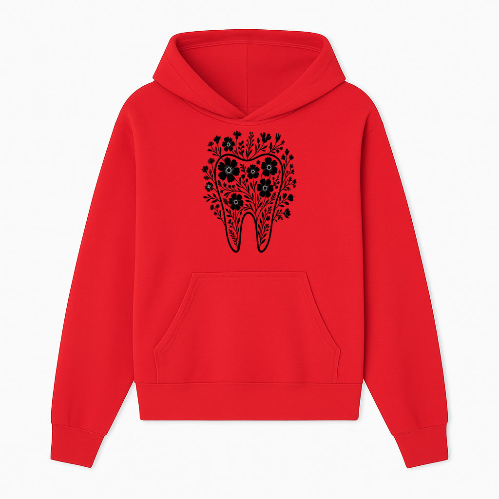 Floral Tooth Design Art Print - Black and White Graphic Decor for Dental Offices, Home, or Gifts - Hoodie 1758250131686.jpg