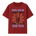 Spooky Skeleton Hand Art Print - 'People Give Me Their Teeth' Gothic Decor, Halloween Wall Art, Unique Gift Idea - T-shirt 1758250131740.jpg
