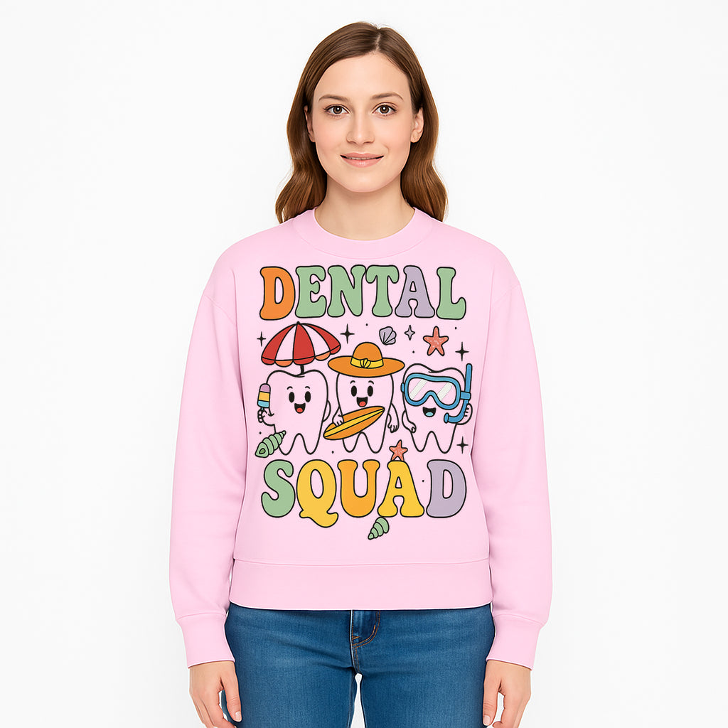 Dental Squad Beach Party T-Shirt, Cute Tooth Characters, Summer Fun, Kids Graphic Tee, Funny Dental Humor, Cartoon Design - Sweatshirt 1758250131763.jpg
