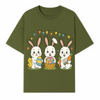 Easter Bunny Celebration Art Print | Cute Bunnies with Eggs, Carrots & Chick | Spring Holiday Decor for Kids' Rooms - T-shirt 1758250131773.jpg