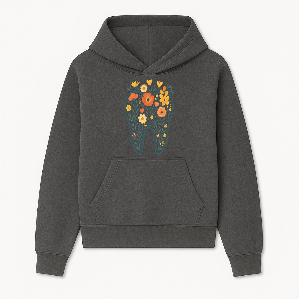 Floral Tooth Design Wall Art - Boho Decor - Dentist Office Artwork - Colorful Flower Tooth Illustration for Home or Nursery - Hoodie 1758250131789.jpg
