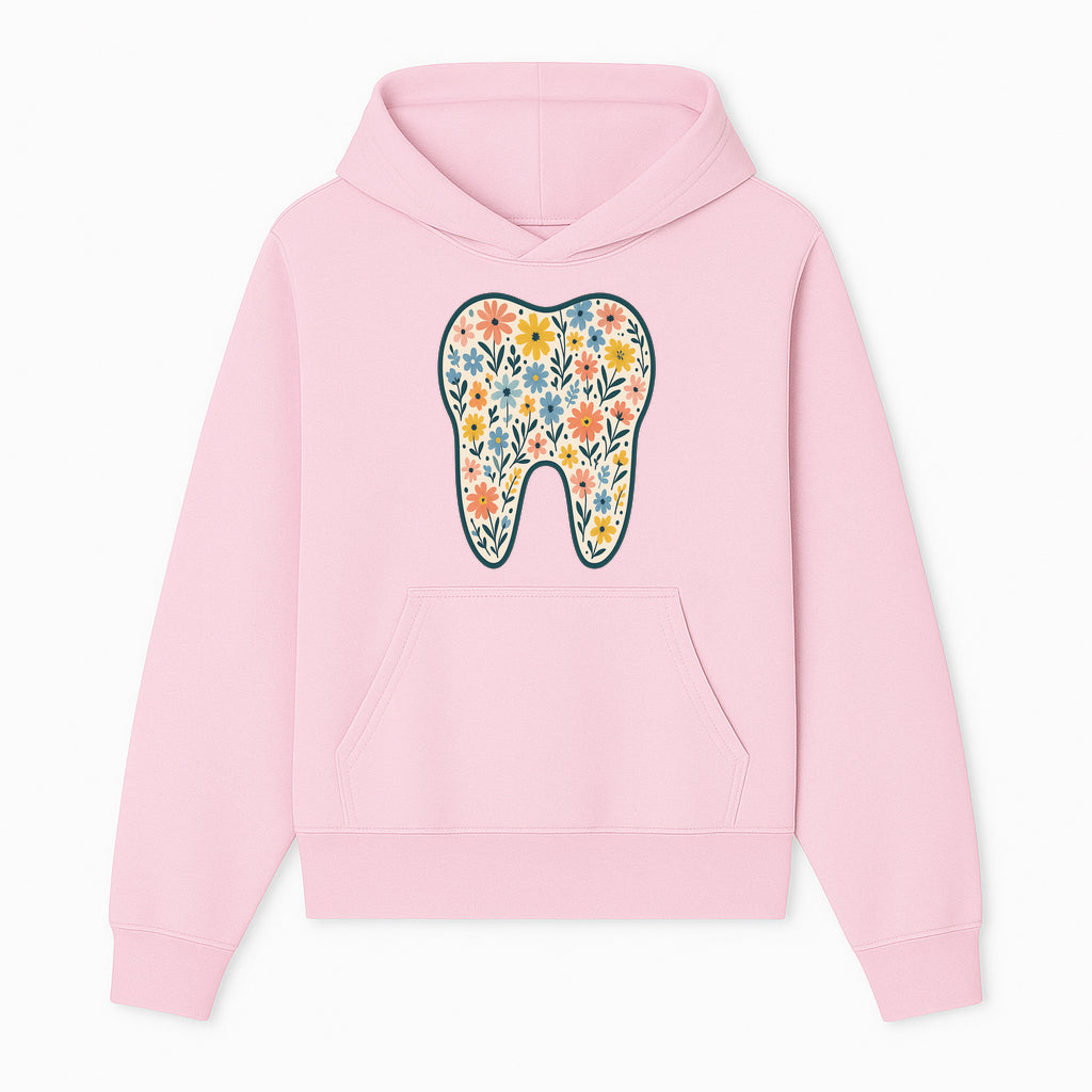 Floral Tooth Print Art | Colorful Dental Decor | Cute Illustration for Kids | Nursery Wall Art | Dentist Office Decor - Hoodie 1758250131859.jpg