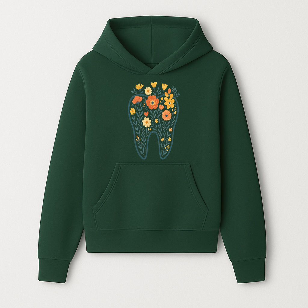 Floral Tooth Design Wall Art - Boho Decor - Dentist Office Artwork - Colorful Flower Tooth Illustration for Home or Nursery - Hoodie 1758250131961.jpg