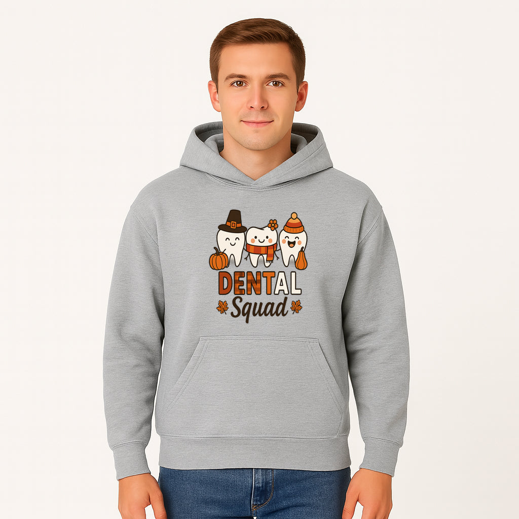 Cute Dental Squad Fall Design, Adorable Tooth Characters with Pumpkin, Autumn Themed, Kids Dental Health Awareness Art Print - Hoodie 1758250131976.jpg