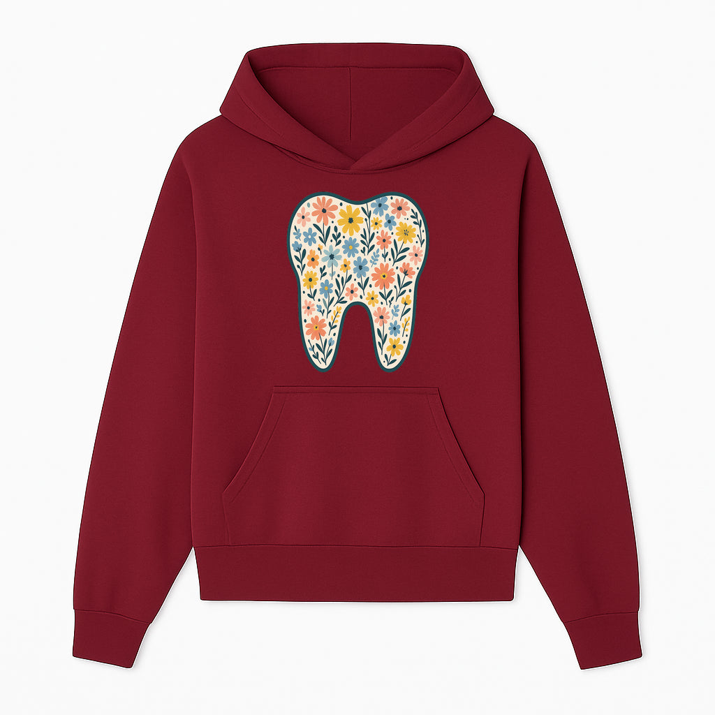 Floral Tooth Print Art | Colorful Dental Decor | Cute Illustration for Kids | Nursery Wall Art | Dentist Office Decor - Hoodie 1758250132001.jpg