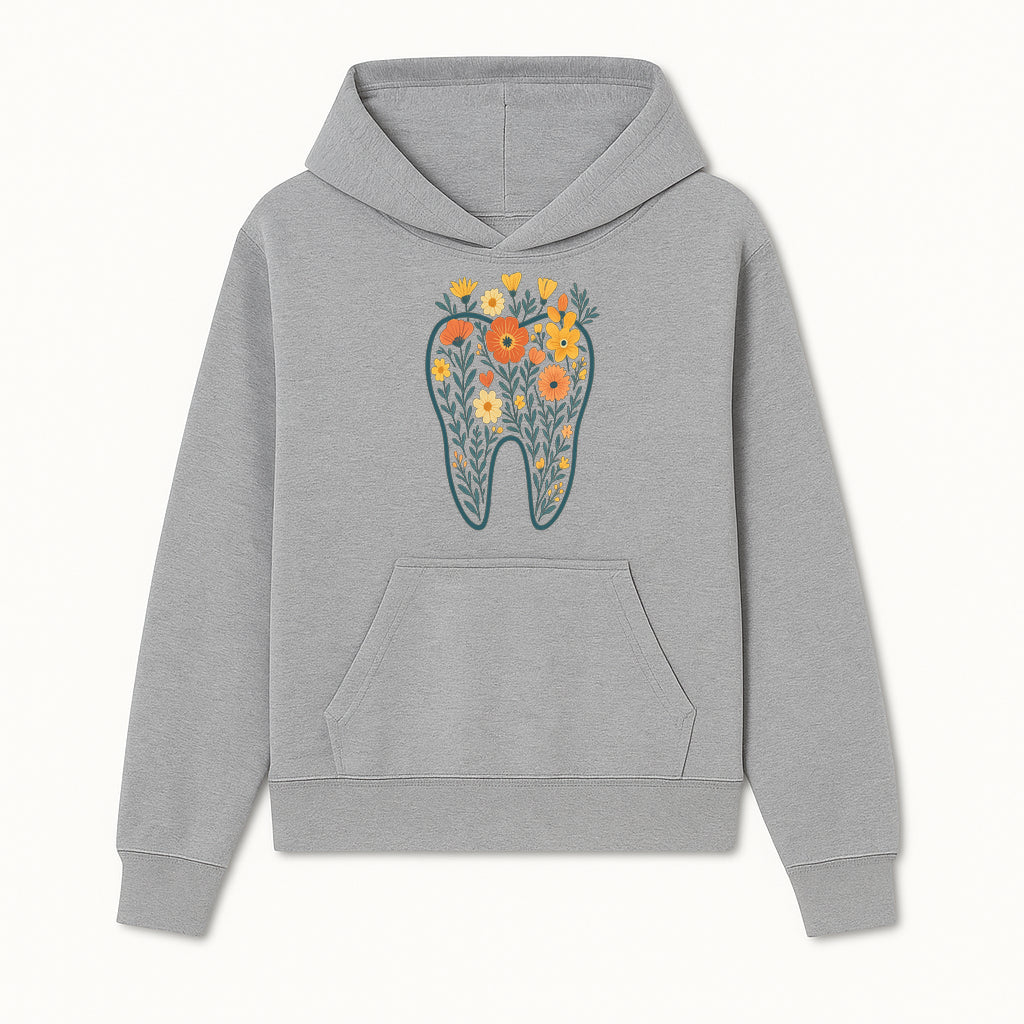 Floral Tooth Design Wall Art - Boho Decor - Dentist Office Artwork - Colorful Flower Tooth Illustration for Home or Nursery - Hoodie 1758250132102.jpg