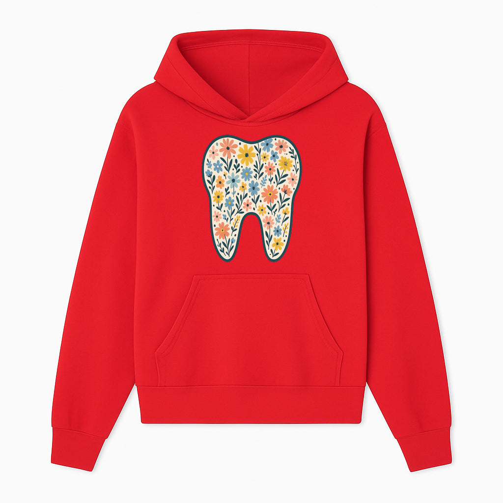 Floral Tooth Print Art | Colorful Dental Decor | Cute Illustration for Kids | Nursery Wall Art | Dentist Office Decor - Hoodie 1758250132289.jpg