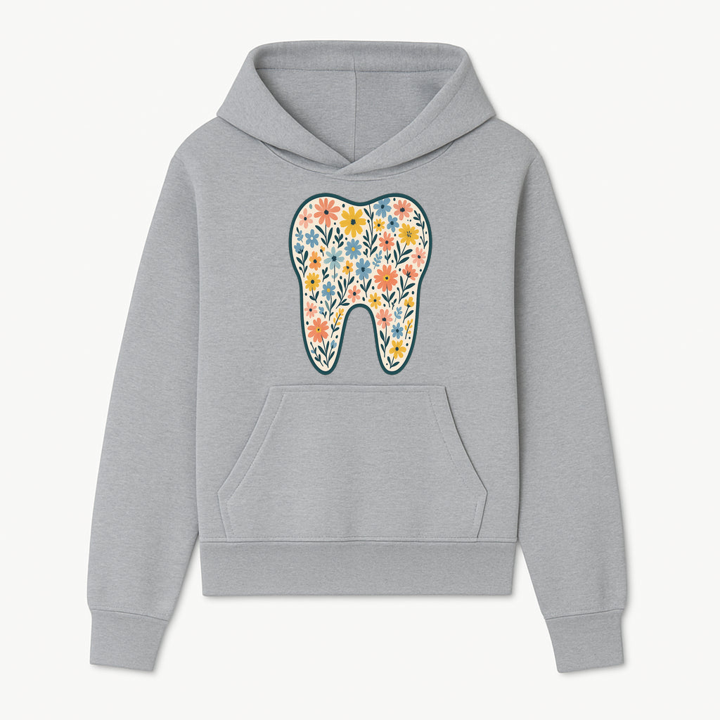 Floral Tooth Print Art | Colorful Dental Decor | Cute Illustration for Kids | Nursery Wall Art | Dentist Office Decor - Hoodie 1758250132435.jpg