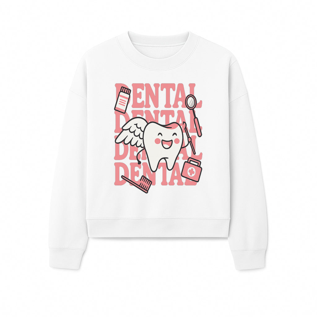 Cute Dental Tooth with Wings Graphic - Dental Care Humor, Teeth Theme, Dental Hygiene Illustration, Kids Dental Gifts - Sweatshirt 1758250132436.jpg