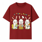 Easter Bunny Celebration Art Print | Cute Bunnies with Eggs, Carrots & Chick | Spring Holiday Decor for Kids' Rooms - T-shirt 1758250132439.jpg