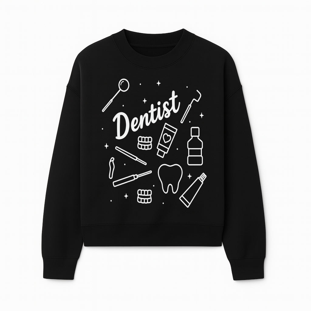 Funny Dentist Themed Wall Art - Dental Tools, Tooth & Hygiene Illustration - Unique Gift for Dental Professionals and Enthusiasts - Sweatshirt 1758250132572.jpg