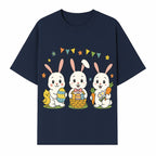 Easter Bunny Celebration Art Print | Cute Bunnies with Eggs, Carrots & Chick | Spring Holiday Decor for Kids' Rooms - T-shirt 1758250132581.jpg