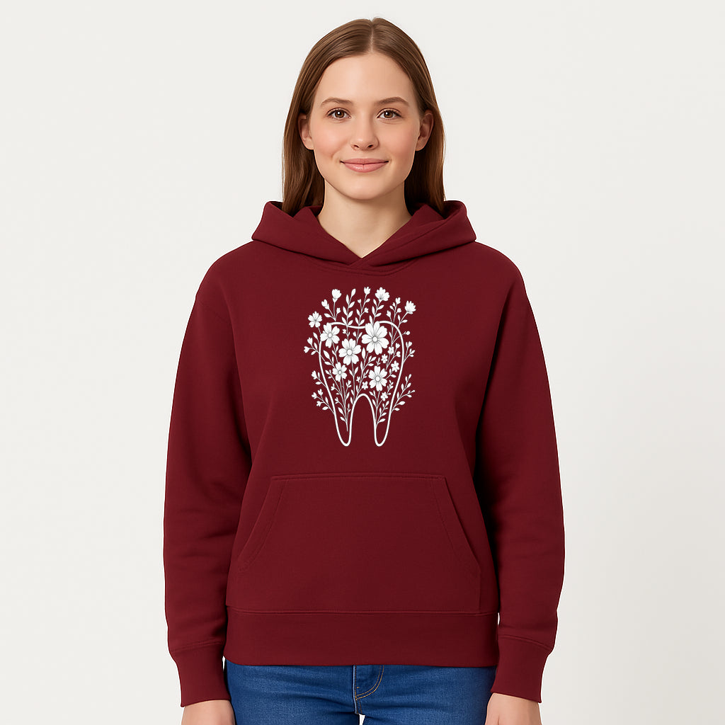 Floral Tooth Design Art Print | Dental Decor | Flower Illustration | Botanical Tooth Artwork for Dentistry Lovers - Hoodie 1758250132632.jpg