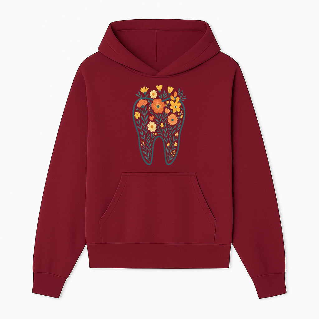 Floral Tooth Design Wall Art - Boho Decor - Dentist Office Artwork - Colorful Flower Tooth Illustration for Home or Nursery - Hoodie 1758250132650.jpg