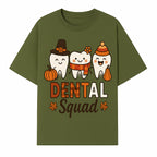 Cute Dental Squad Fall Design, Adorable Tooth Characters with Pumpkin, Autumn Themed, Kids Dental Health Awareness Art Print - T-shirt 1758250132723.jpg