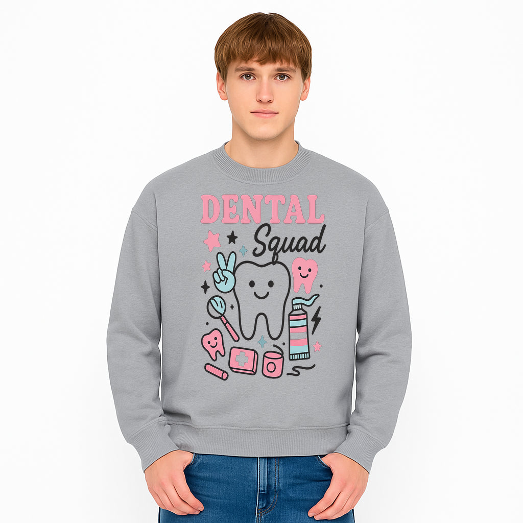 Dental Squad Neon Art Print | Cute Tooth Illustrations | Kids Dental Design | Dental Office Decor | Playful Tooth Brush Graphic - Sweatshirt 1758250132755.jpg