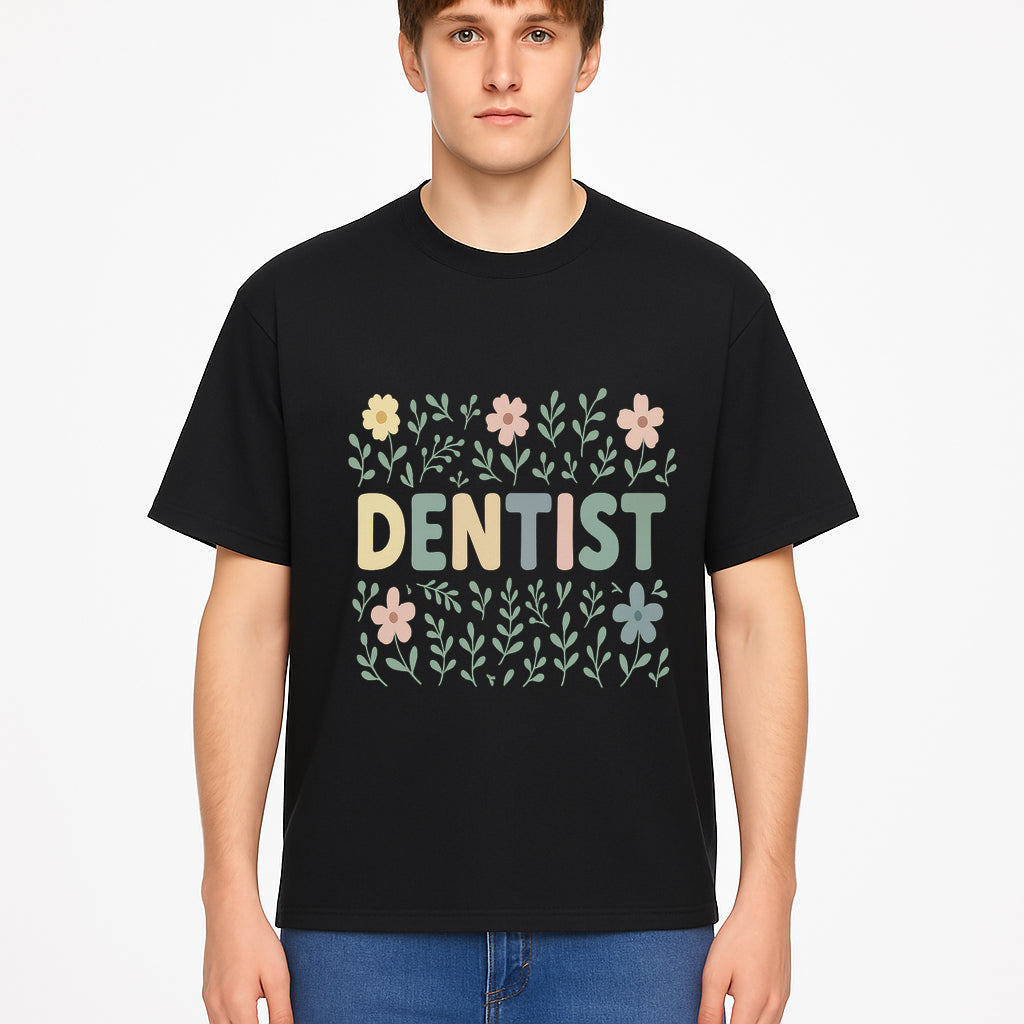 Floral Dentist Sign - Colorful Dental Office Decor - Cute Wall Art for Kids or Adults - Nursery or Clinic Decoration - T-shirt 1758250132773.jpg