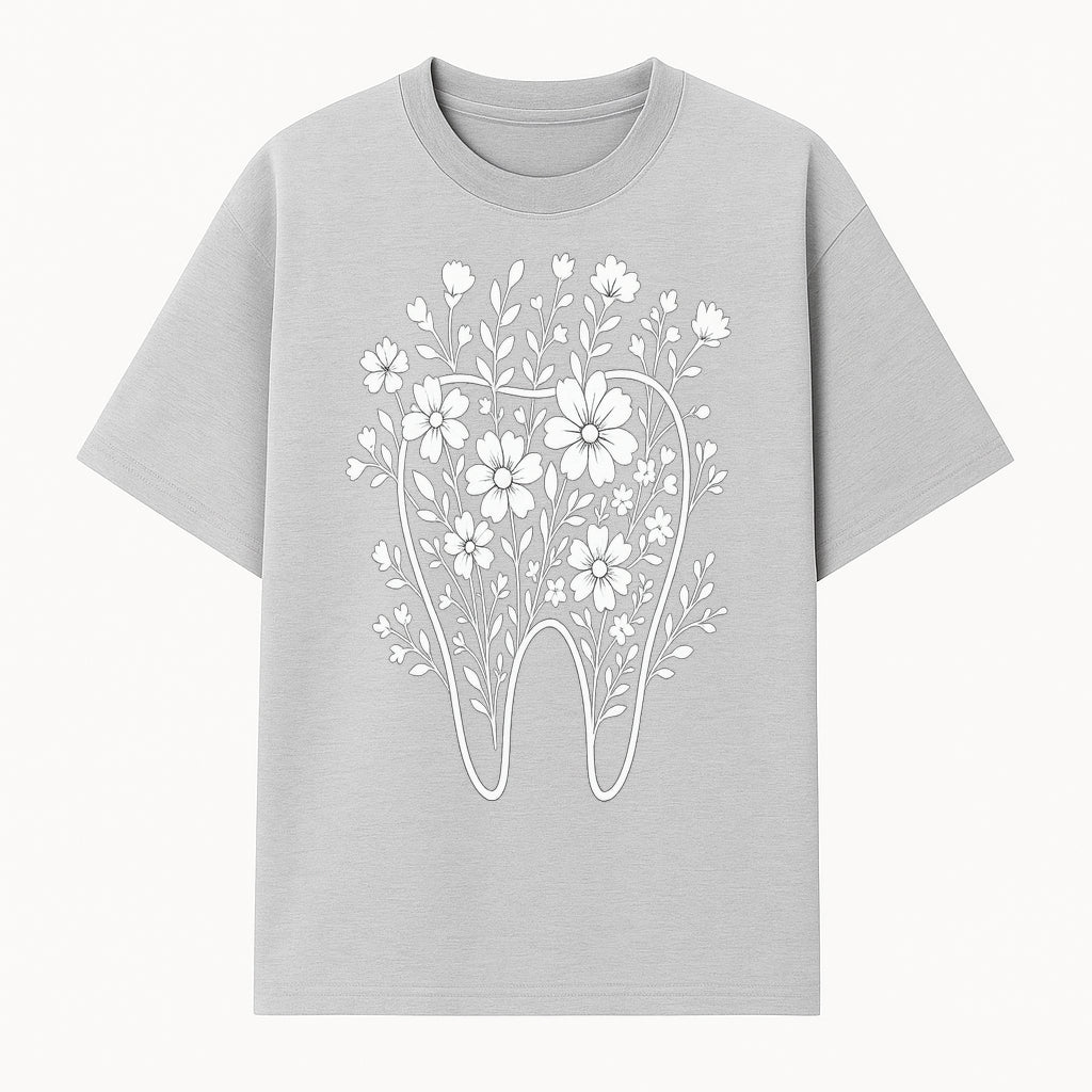 Floral Tooth Design Art Print | Dental Decor | Flower Illustration | Botanical Tooth Artwork for Dentistry Lovers - T-shirt 1758250132805.jpg