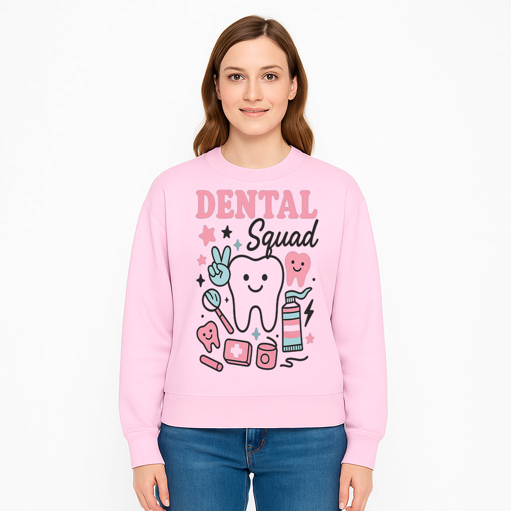 Dental Squad Neon Art Print | Cute Tooth Illustrations | Kids Dental Design | Dental Office Decor | Playful Tooth Brush Graphic - Sweatshirt 1758250132892.jpg