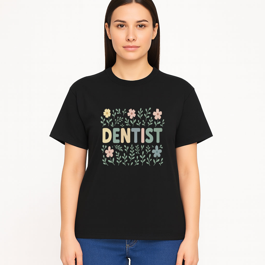 Floral Dentist Sign - Colorful Dental Office Decor - Cute Wall Art for Kids or Adults - Nursery or Clinic Decoration - T-shirt 1758250132934.jpg