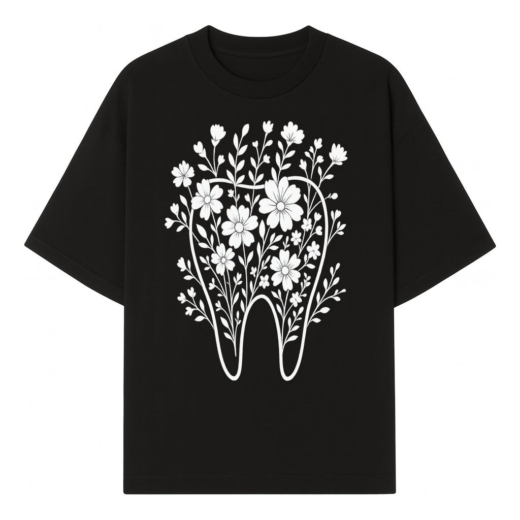 Floral Tooth Design Art Print | Dental Decor | Flower Illustration | Botanical Tooth Artwork for Dentistry Lovers - T-shirt 1758250132948.jpg