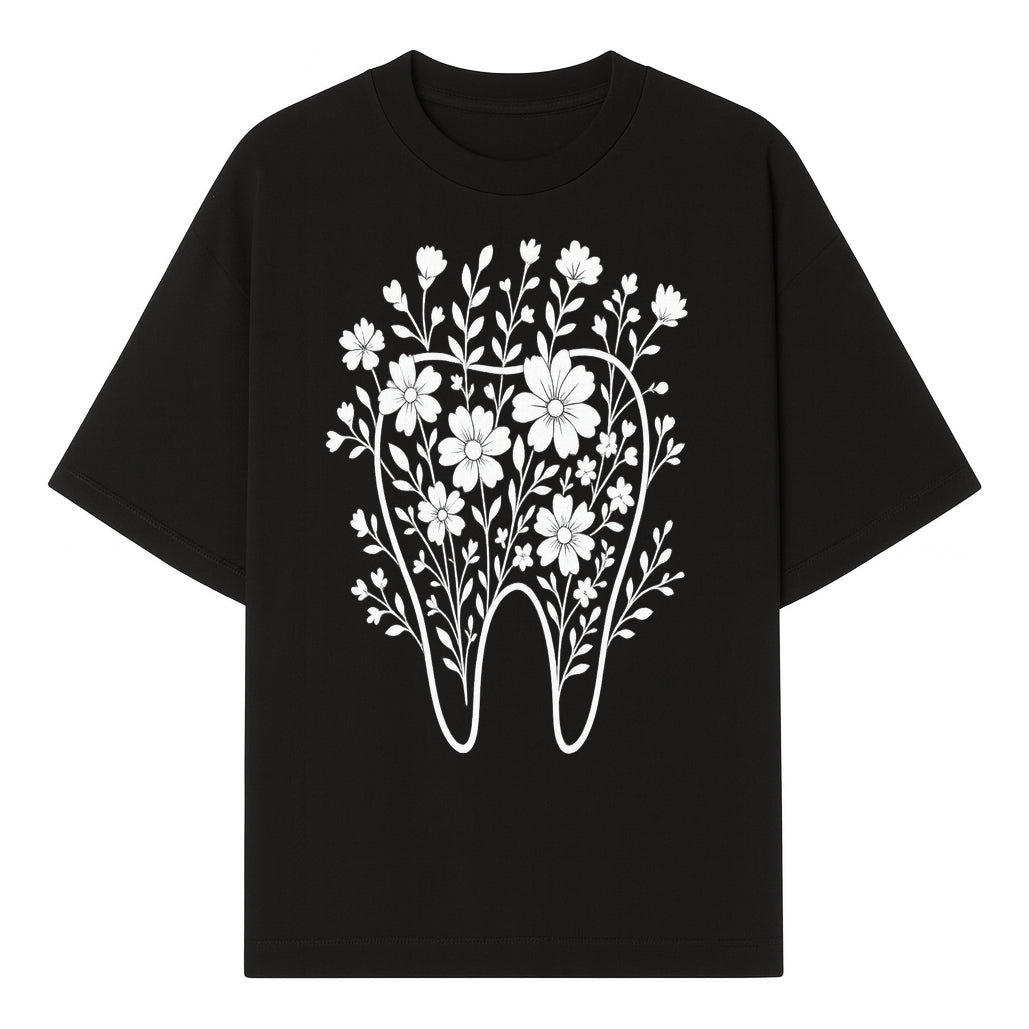 Floral Tooth Design Art Print | Dental Decor | Flower Illustration | Botanical Tooth Artwork for Dentistry Lovers - T-shirt 1758250132948.jpg