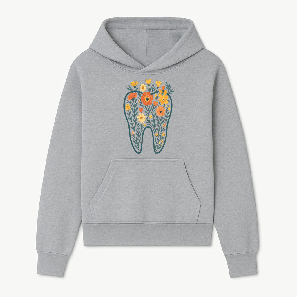 Floral Tooth Design Wall Art - Boho Decor - Dentist Office Artwork - Colorful Flower Tooth Illustration for Home or Nursery - Hoodie 1758250133091.jpg