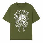 Floral Tooth Design Art Print | Dental Decor | Flower Illustration | Botanical Tooth Artwork for Dentistry Lovers - T-shirt 1758250133262.jpg