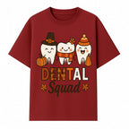 Cute Dental Squad Fall Design, Adorable Tooth Characters with Pumpkin, Autumn Themed, Kids Dental Health Awareness Art Print - T-shirt 1758250133343.jpg