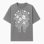 Floral Tooth Design Art Print | Dental Decor | Flower Illustration | Botanical Tooth Artwork for Dentistry Lovers - T-shirt 1758250133446.jpg
