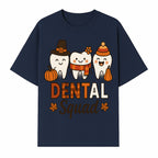 Cute Dental Squad Fall Design, Adorable Tooth Characters with Pumpkin, Autumn Themed, Kids Dental Health Awareness Art Print - T-shirt 1758250133481.jpg