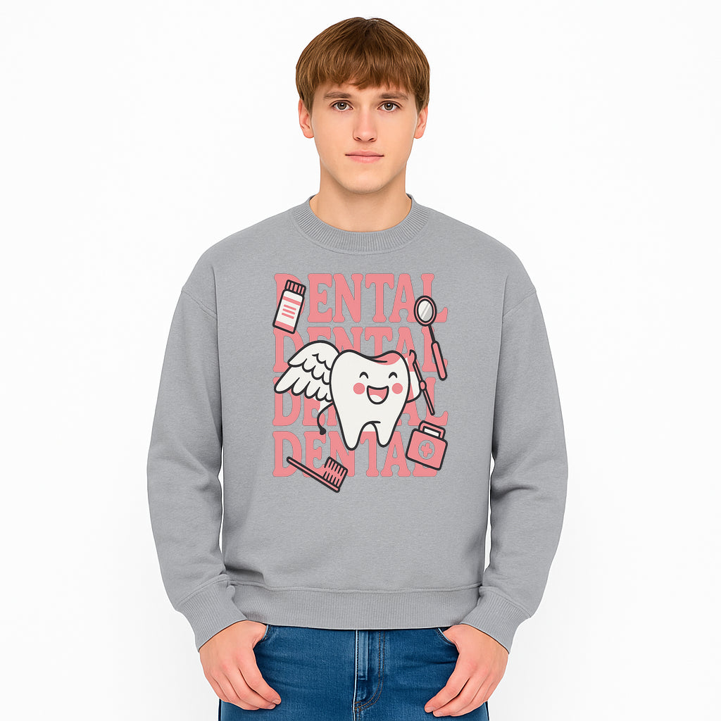 Cute Dental Tooth with Wings Graphic - Dental Care Humor, Teeth Theme, Dental Hygiene Illustration, Kids Dental Gifts - Sweatshirt 1758250133631.jpg